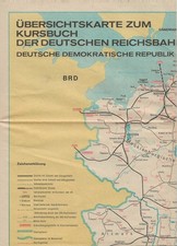 DDR - Übersichtskarte zum Kursbuch der Deutschen Reichsbahn  1987