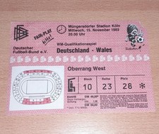 Ticket WM-Qualifikation Deutschland - Wales - 15.11.1989 Länderspiel Karte