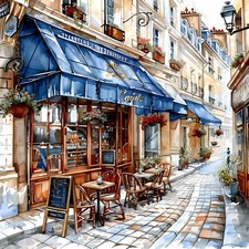 Wandbild Paris Cafe Bistro
