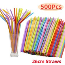 500PCS Flexible Trinkhalme Strohhalme in verschiedenen 210x5mm Wiederverwendbar