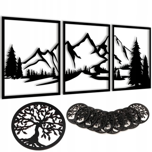 Wandbild berge wald tlg - wandbild, 3-tlg