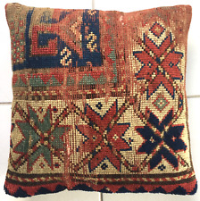 Antik Retro Kissen Teppich Kaukasus Handgeknüpft Beige Caucasus Rug Cushion
