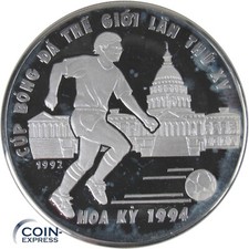 VIETNAM 100 Dong Münze 1992 Fußball WM Weltmeisterschaft Silber bitte lesen !
