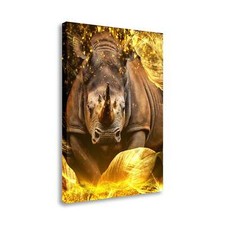 Rhinozeros Gold Abstract Wandbild Leinwandbild Kunst XXL Deko
