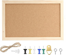 Pinnwand Kork 20 x 30 cm mit Holzrahmen, kleine Korktafel für Küche, Büro, Schul