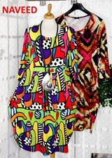NAVEED MODE 2 x Designer KLEIDER BUNT Motive Ballon Jersey Gr. L 38 40 42 ?SET
