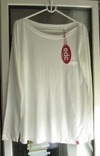 EDC ESPRIT DAMEN BASIC SLUB LANGARM U-BOOT BAUMWOLLSHIRT WHITE WEISS 42, XL NEU