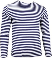 MIL-TEC Sailor gestreiftes Langarmshirt Marine Telnyashka Militär 100 % Baumwolle