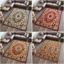 Teppich Klassisch Kurzflor Orientalisch Grün Rot Braun Wohnzimmer Schlafzimmer