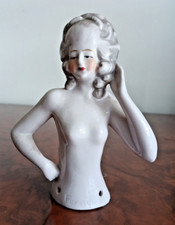 Teepuppe Rokoko 1920 Porzellan Half Doll Thüringen Deutschland Nr. 13947 H. 12,5