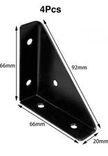 4 Stück Dreieck Eckwinkel zur Möbelbefestigung und -verbindung (schwarz)