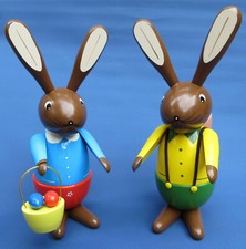 Großfiguren Osterhasenpaar 32cm groß Erzgebirge Hasen-Paar Osterhasen Holz