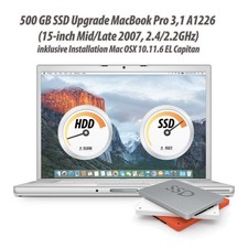 500 GB SSD Upgradekit MacBook Pro 15" Mid/Late 2007  A1226 EL Capitan 10.10.6