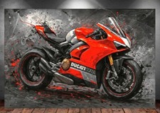 LEINWAND BILD ER XXL ABSTRAKT MOTORRAD DUCATI CORSE FARBSPRITZER WAND POSTER
