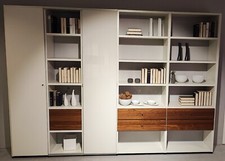 Wohnwand Hülsta Mega Design Lack weiß matt / Kernnussbaum UVP 13.695,00