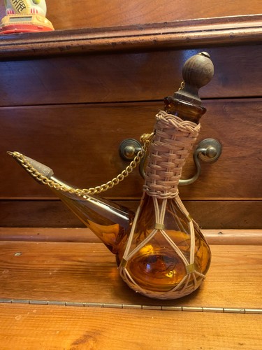 Vintage braunglas korbgeflecht - vintage,