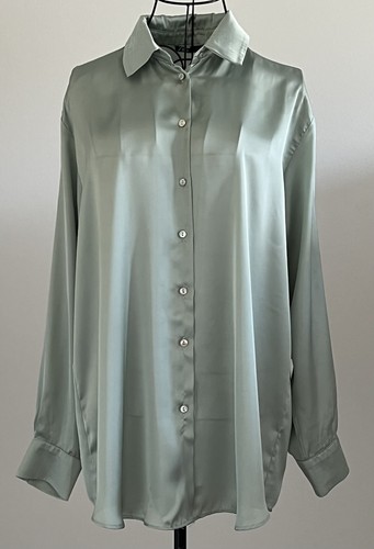 Zara satin bluse hemd salbei - satin,