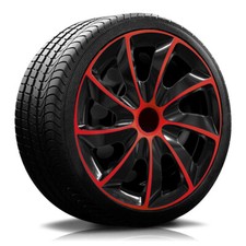 RADKAPPEN-KÖNIG 16 Zoll 16" RKK02 Schwarz-Rot Radkappen Radzierblenden 4Stück