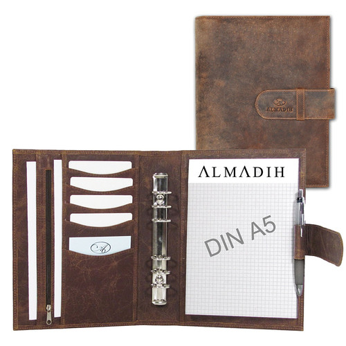 Almadih leder terminplaner - leder, a5