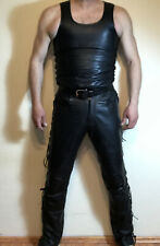 Motorradleder Leder Lederhose 32 LINUS Oldschool Vintage 80er Schnürlederjeans +