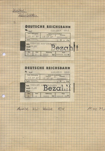 Fahrkarten deutsche reichsbahn - deutsche,