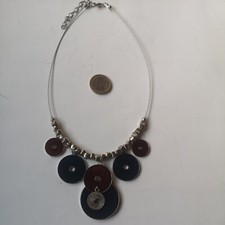 kurze Gina Laura Modeschmuck-Kette mit Emaille-Anhängern blau/rot/silber neu
