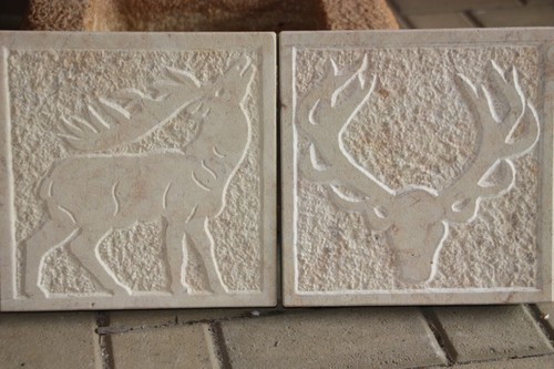 Sandstein relief hirsch - sandstein,