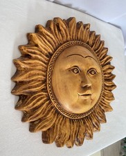 Altes Terracotta Wandbild STRAHLENDE SONNE Sonnensymbol Reliefbild Sonnengesicht
