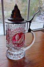 seltener Bleikristall Bierkrug Red Bird Hofbauer Elisabethhütte