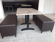 Bistrotisch Esstisch Werzalitplatte  + 2 Bänke Leder braun