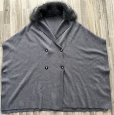 ZARA Knit Felljacke Wollcape mit Kunstpelz Gr. M grau Viskose Polyester Nylon