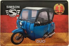 Blechschild 40 x 30 cm DDR Motorrad Simson Duo