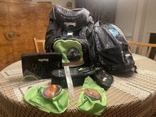 Ergobag Schulranzen-5er- Set, schwarz mit Blitzen und Transformer-Klettis