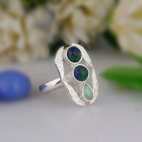 Trio ring aus kupfer malachit - aus,