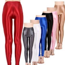DE Freebily Damen Glänzend Leggings Shiny Yoga Sport Fitness Hose Slim Fit Pants