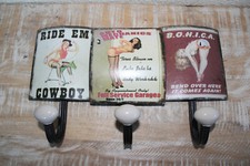 3er Wandhaken Garderobenhaken Shabby Metall Girls Retrolook neu
