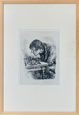 A. Paul Weber: Original-Lithographie (Schachspieler)