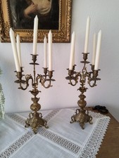 2 x Antike Messing Kerzenleuchter,  Kandelaber ,  je  4 armig  Historismus