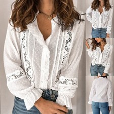 Damen Spitze Hemd Bluse Tunika