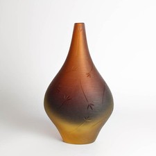 Seguso Vetri D´arte Glas Vase Murano Flavio Poli Schliff Rosetto honig Venedig