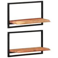 2x Wandregal Massivholz, 2