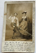 orig. Foto AK Tracht Bayern Lederhose Plattler Dirndl um 1905 München Tänzer