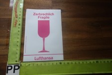 Alter Aufkleber Flughafen Fluggesellschaft LUFTHANSA Gepäck Koffer FRAGILE