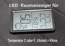 Mini - Thermometer # Hygrometer # Uhrzeit # Digital LCD #große Zahlen