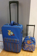2× Spiegelburg Felix Kinder Reisekoffer Trolley Blau  kariert Hase Tasche TOP