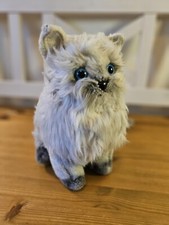 Marke KAMAR -  Plüschtier KATZE SIAM lebensgroß- 30cm SITZ- blaue AUGEN- VINTAGE