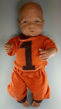 Vintage EFFE Baby Puppe 50cm männlich creepy doll orange No.1 prison dress Italy