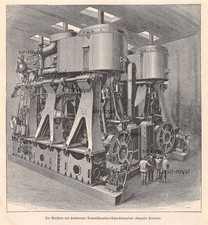 Maschine Hamburger Schnelldampfer Augusta Victoria - Marine - 1895 ~16x17cm