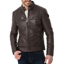 Herren Motorrad Biker Vintage Cafe Racer Brown Echtleder Jacke für Männer