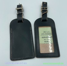 Kofferanhänger schwarz 178/14 DDR LEDER VEB Gepäckanhänger Anhänger Adressschild